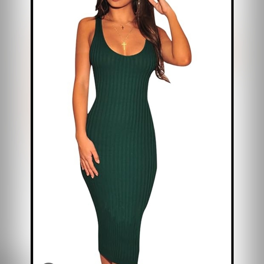 Elegant Green Sleeveless Dress